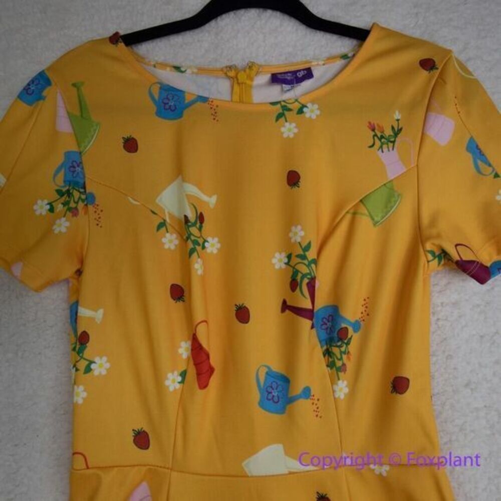 Unique Vintage Gwynnie Bee Garden‎ Party Yellow Dress, M - Picture 4 of 15